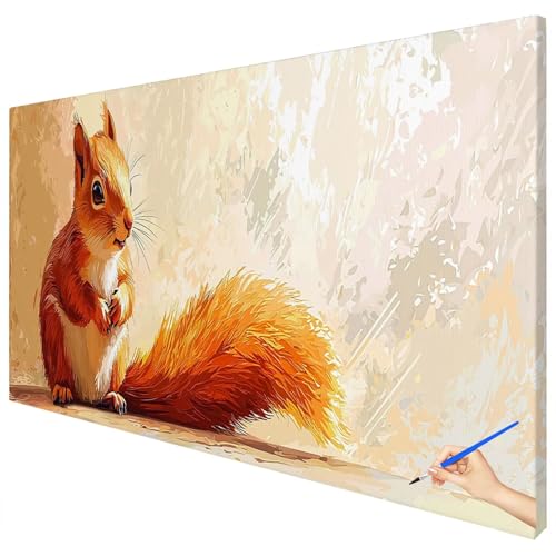 Malen Nach Zahlen Erwachsene Groß 180x70cm Malen Nach Zahlen Tiere Basteln Erwachsene Eichhörnchen Paint by Numbers Adult Kit DIY Acrylfarbe Ölgemälde Set Geschenke für Frauen Herbst Dekoration B-23 von Ciooyxee