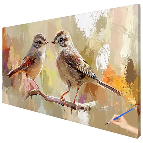 Malen Nach Zahlen Erwachsene Groß 180x70cm Malen Nach Zahlen Vogel Basteln Erwachsene Retro Paint by Numbers Adult Kit DIY Acrylfarbe Ölgemälde Set für Anfänger, Geschenke für Frauen Herbst Deko D-19 von Ciooyxee