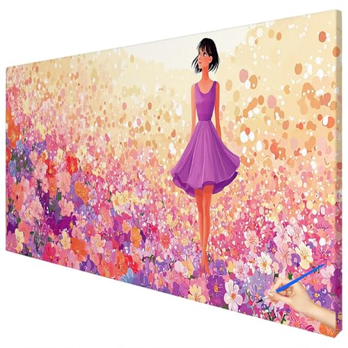 Malen Nach Zahlen Erwachsene Groß 70x30cm Malen Nach Zahlen Blumen Basteln Erwachsene Anime Paint by Numbers Adult Kit DIY Acrylfarbe Ölgemälde Set für Anfänger, Geschenke für Frauen Herbst Deko B-05 von Ciooyxee
