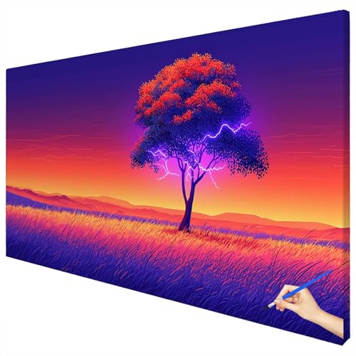 Malen Nach Zahlen Erwachsene Groß 70x30cm Malen Nach Zahlen Landschaft Basteln Erwachsene Baum Paint by Numbers Adult Kit DIY Acrylfarbe Ölgemälde Set für Anfänger, Geschenke für Frauen Deko A-74 von Ciooyxee