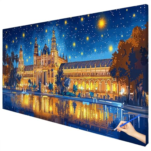 Malen Nach Zahlen Erwachsene Groß 70x30cm Malen Nach Zahlen Landschaft Basteln Erwachsene London Paint by Numbers Adult Kit DIY Acrylfarbe Ölgemälde Set für Anfänger, Geschenke für Frauen Deko C-66 von Ciooyxee