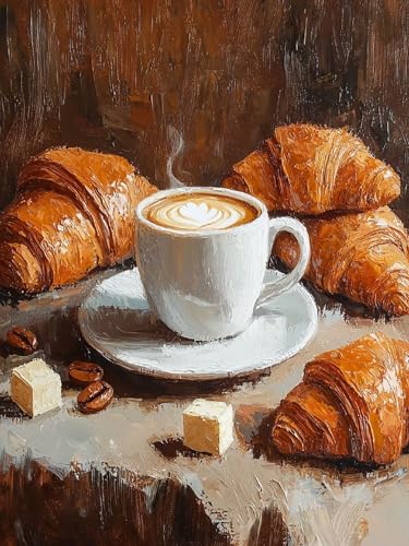 Malen Nach Zahlen Erwachsene Kaffee, Malen Nach Zahlen Brot ab 7 Jahre Mädchen, Malen-Nach-Zahlen mit Pinseln Acrylfarben, DIY Paint by Numbers Ölgemälde Geschenke Zimmer Dekor Ohne Rahmen 30x40cm H-9 von Ciooyxee