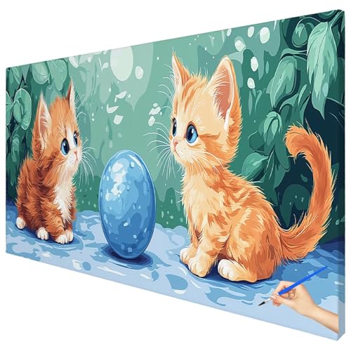 Malen Nach Zahlen Erwachsene Katze 180x70cm XXL Malen Nach Zahlen Kinder ab 10 DIY Set Erwachsene Anfänger Paint by Numbers Niedlich Handgemalt Ölgemälde Leinwand Kit für Geschenke Herbstdeko E-15 von Ciooyxee