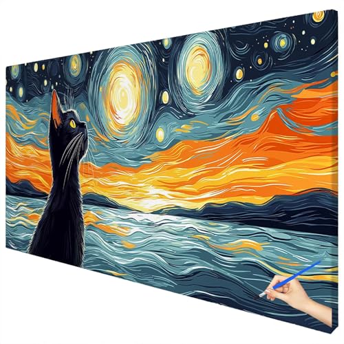 Malen Nach Zahlen Erwachsene Katze 70x30cm XXL Malen Nach Zahlen Kinder ab 10 DIY Set Erwachsene Anfänger Paint by Numbers Sternennacht Handgemalt Ölgemälde Leinwand Kit für Geschenke Herbstdeko A-75 Malen Nach Zahlen Erwachsene Katze 70x30cm XXL Malen Nach Zahlen Kinder ab 10 DIY Set Erwachsene Anfänger Paint by Numbers Sternennacht Handgemalt Ölgemälde Leinwand Kit für Geschenke Herbstdeko A-75 von Ciooyxee
