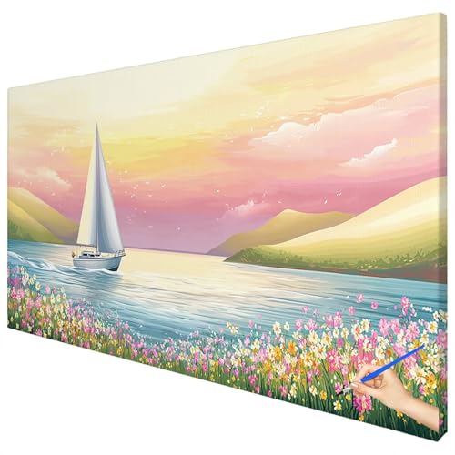 Malen Nach Zahlen Erwachsene Landschaft 100x40cm XXL Malen Nach Zahlen Kinder ab 10 DIY Set Erwachsene Anfänger Paint by Numbers Fantasy Handgemalt Ölgemälde Leinwand Kit Geschenke Herbstdeko A-87 von Ciooyxee