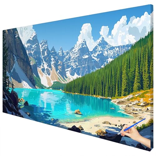 Malen Nach Zahlen Erwachsene Landschaft 180x70cm XXL Malen Nach Zahlen Kinder ab 10 DIY Set Erwachsene Anfänger Paint by Numbers Berge Handgemalt Ölgemälde Leinwand Kit für Geschenke Herbstdeko E-51 von Ciooyxee