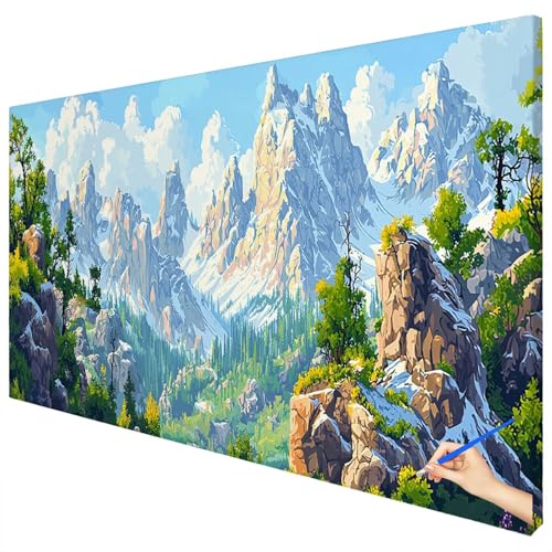 Malen Nach Zahlen Erwachsene Landschaft 180x70cm XXL Malen Nach Zahlen Kinder ab 10 DIY Set Erwachsene Anfänger Paint by Numbers Berge Handgemalt Ölgemälde Leinwand Kit für Geschenke Herbstdeko E-45 von Ciooyxee