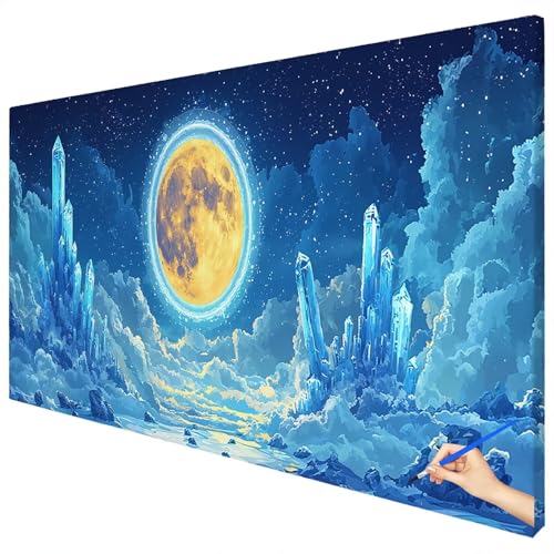 Malen Nach Zahlen Erwachsene Landschaft 180x70cm XXL Malen Nach Zahlen Kinder ab 10 DIY Set Erwachsene Anfänger Paint by Numbers Mond Handgemalt Ölgemälde Leinwand Kit für Geschenke Herbstdeko E-27 von Ciooyxee