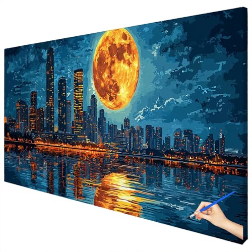 Malen Nach Zahlen Erwachsene Landschaft 180x70cm XXL Malen Nach Zahlen Kinder ab 10 DIY Set Erwachsene Anfänger Paint by Numbers New York Handgemalt Ölgemälde Leinwand Kit Geschenke Herbstdeko D-18 von Ciooyxee