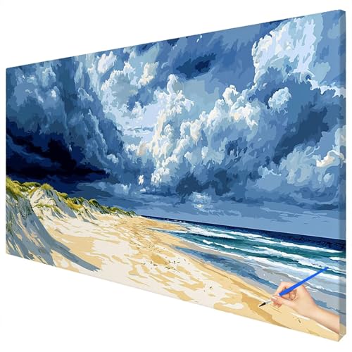 Malen Nach Zahlen Erwachsene Landschaft 180x70cm XXL Malen Nach Zahlen Kinder ab 10 DIY Set Erwachsene Anfänger Paint by Numbers Strand Handgemalt Ölgemälde Leinwand Kit für Geschenke Herbstdeko E-33 von Ciooyxee
