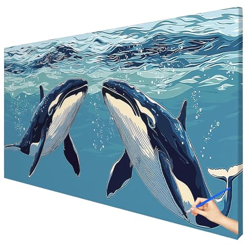 Malen Nach Zahlen Erwachsene Meer 150x60cm XXL Malen Nach Zahlen Kinder ab 10 DIY Set Erwachsene Anfänger Paint by Numbers Tiere Handgemalt Ölgemälde Leinwand Kit Geschenke für Frauen Herbstdeko B-20 von Ciooyxee