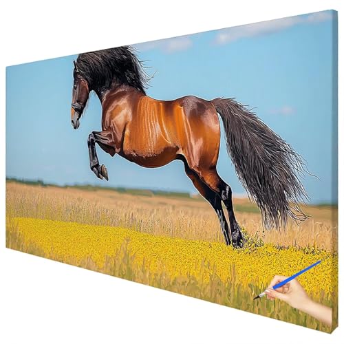 Malen Nach Zahlen Erwachsene Pferd 70x30cm XXL Malen Nach Zahlen Kinder ab 10 DIY Set Erwachsene Anfänger Paint by Numbers Tiere Handgemalt Ölgemälde Leinwand Kit Geschenke für Frauen Herbstdeko A-71 von Ciooyxee
