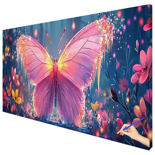 Malen Nach Zahlen Erwachsene Schmetterling 180x70cm XXL Malen Nach Zahlen Kinder ab 10 DIY Set Erwachsene Anfänger Paint by Numbers Fantasy Handgemalt Ölgemälde Leinwand Kit Geschenke Herbstdeko D-02 von Ciooyxee