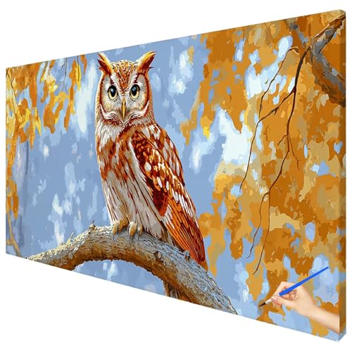 Malen Nach Zahlen Erwachsene Tiere 180x70cm XXL Malen Nach Zahlen Kinder ab 10 DIY Set Erwachsene Anfänger Paint by Numbers Eule Handgemalt Ölgemälde Leinwand Kit Geschenke für Frauen Herbstdeko B-14 von Ciooyxee