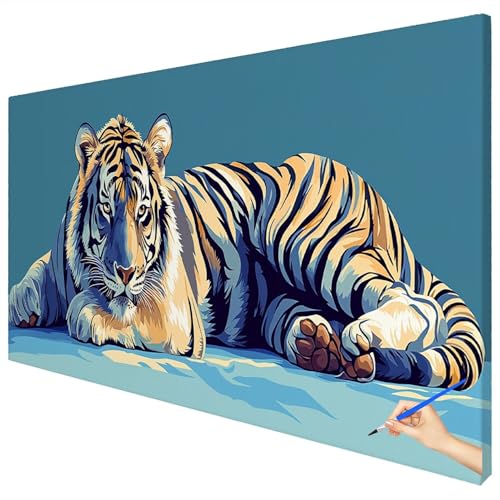 Malen Nach Zahlen Erwachsene Tiere 70x30cm XXL Malen Nach Zahlen Kinder ab 10 DIY Set Erwachsene Anfänger Paint by Numbers Tiger Handgemalt Ölgemälde Leinwand Kit Geschenke für Frauen Herbstdeko B-34 von Ciooyxee