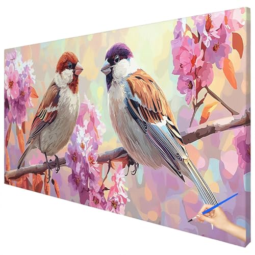 Malen Nach Zahlen Erwachsene Vogel 180x70cm XXL Malen Nach Zahlen Kinder ab 10 DIY Set Erwachsene Anfänger Paint by Numbers Blumen Handgemalt Ölgemälde Leinwand Geschenke für Frauen Herbstdeko E-37 von Ciooyxee