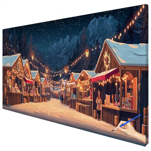 Malen Nach Zahlen Erwachsene Weihnachten 180x70cm XXL Malen Nach Zahlen Kinder ab 10 DIY Set Erwachsene Anfänger Paint by Numbers Landschaft Handgemalt Ölgemälde Leinwand Kit Geschenke Herbstdeko A-83 von Ciooyxee