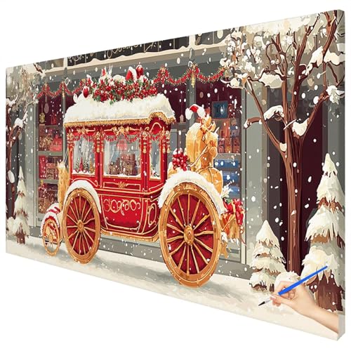Malen Nach Zahlen Erwachsene Weihnachten 180x70cm XXL Malen Nach Zahlen Kinder ab 10 DIY Set Erwachsene Anfänger Paint by Numbers Winter Handgemalt Ölgemälde Leinwand Kit Geschenke Herbstdeko C-65 von Ciooyxee
