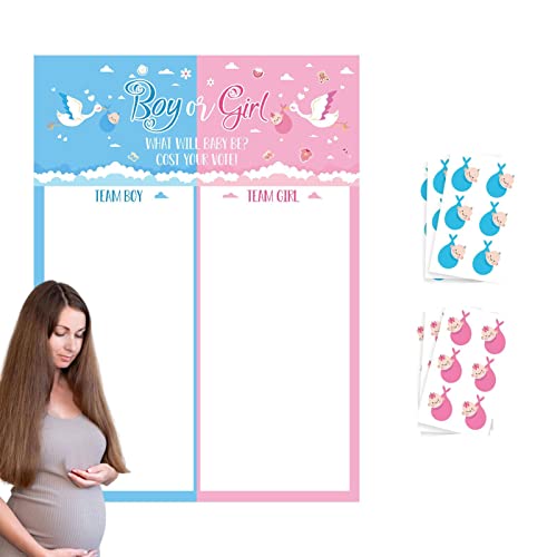 Cipliko Neugeborenes Geschlecht offenbaren Requisite - Baby Shower Party Supplies Abstimmungsposter mit Aufklebern - Geschlechtsoffenbares Zubehör für Jungen und Mädchen für Zuhause, Wohnzimmer von Cipliko