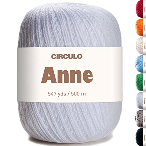 CÍRCULO – Hochwertige Wolle zum Stricken & zum Häkeln | 100% Baumwolle mercerisiert - 500m - Qualität seit 1938 (weiß) von CÍRCULO