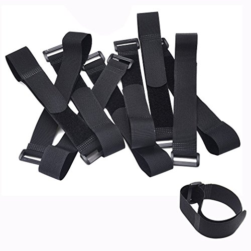 Cisixin 10 Stück Klett-Kabelbinder Klettbänder 30cm x 2.5 cm (Schwarz) von Cisixin
