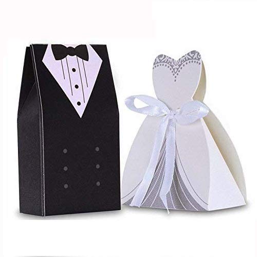 Cisixin 100 Stück (50 Paar) Hochzeit Gastgeschenk Box Brautpaar Bonbons Box von Cisixin