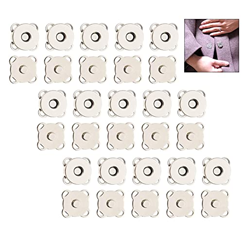 Cisixin 30 Stück Magnetische Knöpfe Dekorative Druckknöpfe für Handnähen Metallknöpfe aus Pflaumenform Nähen-Beschläge Zubehör für Taschen, Kleidung, Handtaschen von Cisixin