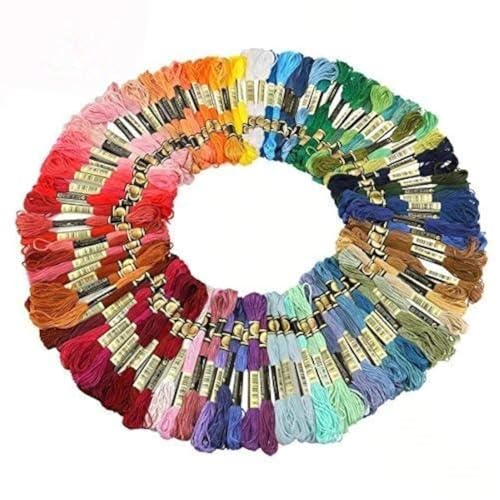 Cisixin Stickgarn Sticktwist 8m 6-fädig Bunt Multicolor für Kreuzstich Basteln Set 100 Docken von Cisixin