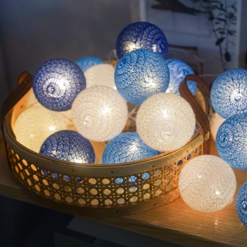 Ciskotu Cotton Ball Lichterkette Batteriebetrieben - 3,3M 20 LED Kugel Lichterketten Innen Wandleuchte Weihnachtsbeleuchtung Deko für Hochzeit, Zimmer, Home, Party von Ciskotu