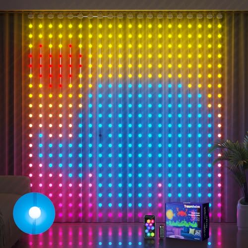 Ciskotu® Lichterketten Vorhang, 186+ Modi RGBIC Smart Lichtervorhang Led Vorhang 3 x 3 M, IP65 Wasserdicht DIY Dynamisches Lichtmuster mit 400 LED Lichtvorhang, Lichterkette Wand Weihnachtsdeko von Ciskotu