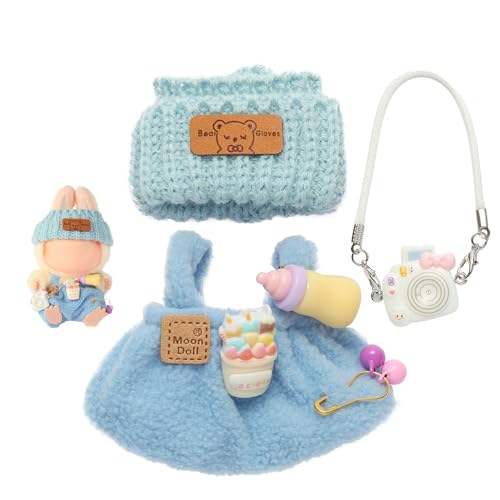 Ciunura Trendige blaue Kleidung für Labubus (keine Puppen), entworfen für Labubukleidung, mehrere stilvolle Outfit-Sets, kann verwendet werden, um Kleidung für Ihre 15 und 17 cm großen Puppen zu von Ciunura