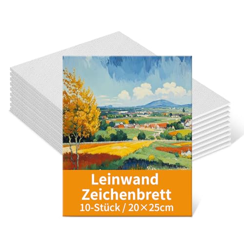 Ciusdkler 20x25cm Leere Leinwand, Vorgespannter Leinwandkarton, 10 Stück Leinwand Zum Bemalen, Leinwände für Acryl und Aquarellfarben von Ciusdkler