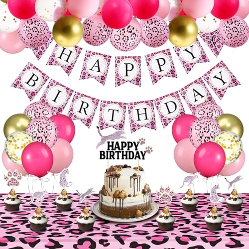 Civaner 51 Stück Gepard Geburtstag Dekorationen Einschließlich Gepard Geburtstag Banner Thema Luftballons Leopard Kuchen Topper Safari Tierdruck Tischdecke und Band für Babyparty Party Supplies (Rosa) Civaner 51 Stück Gepard Geburtstag Dekorationen Einschließlich Gepard Geburtstag Banner Thema Luftballons Leopard Kuchen Topper Safari Tierdruck Tischdecke und Band für Babyparty Party Supplies (Rosa) von Civaner