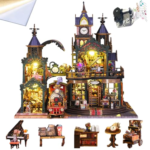 Cjeuxnr DIY Puppenhaus Miniatur Kit, Puppenhaus Kit mit staubdichter Abdeckung und Spieluhr, Mini Holz Puppenhaus Spielzeug für Erwachsene Cjeuxnr DIY Puppenhaus Miniatur Kit, Puppenhaus Kit mit staubdichter Abdeckung und Spieluhr, Mini Holz Puppenhaus Spielzeug für Erwachsene von Cjeuxnr