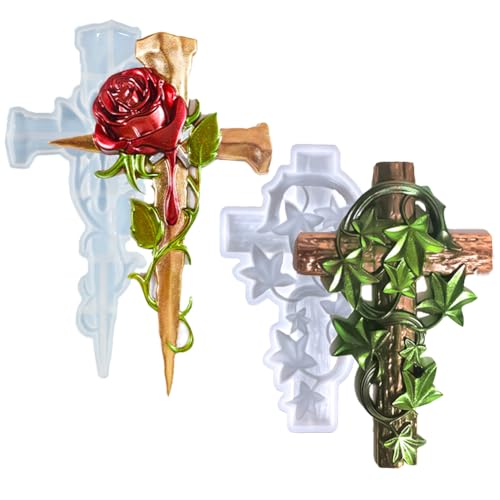 Cjeuxnr Kreuz-Silikonform, 3D-Kreuzharz-Formen, DIY, Epoxidharz, Gießen, Statue, Formen für Harzguss, Handwerk, Heimdekoration (2 Stück) von Cjeuxnr