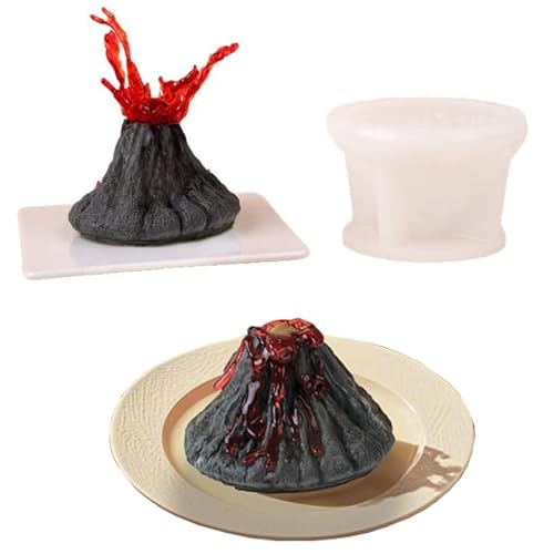 Cjeuxnr Silikonform, 3D-Vulkan-Formen für Lava-Vulkan-Mousse, Silikonform, zum Dekorieren von Schokolade, Süßigkeiten, Ton, Harz, Epoxidharz von Cjeuxnr