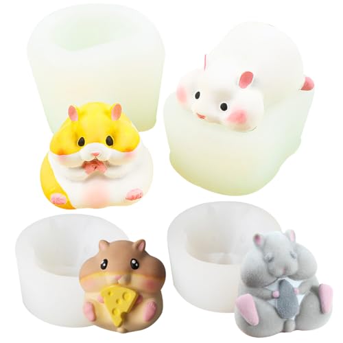 Kleine 3D-Silikonform in Hamsterform, Tierkerze, Aromatherapie, Dessert, Mousse, Kuchen für Gebäck, Brownie, Gelee, Trüffel, Pudding, Obst, Eis, Seife, 4 Stück Kleine 3D-Silikonform in Hamsterform, Tierkerze, Aromatherapie, Dessert, Mousse, Kuchen für Gebäck, Brownie, Gelee, Trüffel, Pudding, Obst, Eis, Seife, 4 Stück von Cjeuxnr