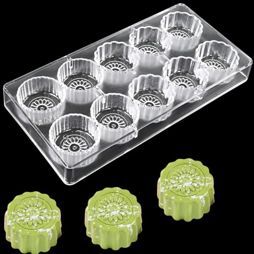 Schokoladenform aus Polycarbonat, BPA-frei, Soja-Kerzenwachs, langlebig, leicht zu lösen, antihaftbeschichtet (10-Mooncake) von Cjeuxnr