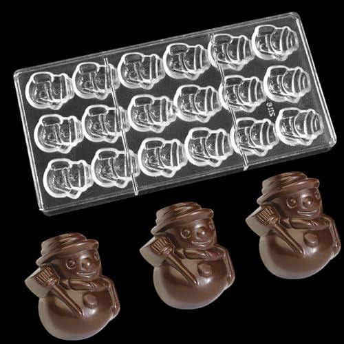 Schokoladenform aus Polycarbonat, BPA-frei, Soja-Kerzenwachs, langlebig, leicht zu lösen, antihaftbeschichtet (18 Schneemann) von Cjeuxnr