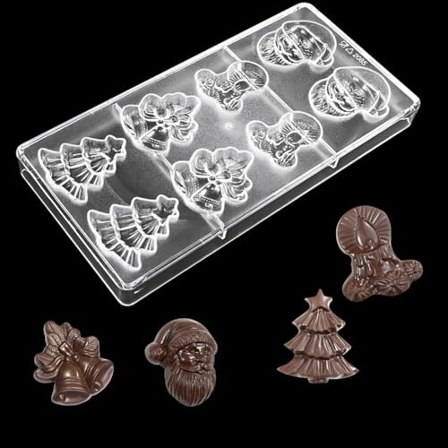 Schokoladenform aus Polycarbonat, BPA-frei, Soja-Kerzenwachs, langlebig, leicht zu lösen, antihaftbeschichtet (8 Weihnachtsschokolade) von Cjeuxnr