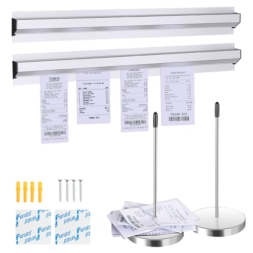 Kitchen Order Ticket-Halter, 2er-Pack, Aluminium-Wandhalterung, Quittungs-Organizer mit Montagezubehör (Silber, 43,2 cm) von Cjgyz