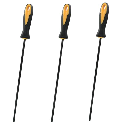 Cjueiom Kettensägenfeile, 4,8 mm, runde Schärffeile mit Kunststoffgriff, Kettensägenschärffeile zum Schärfen der Kettensäge, 3 Stück Cjueiom Kettensägenfeile, 4,8 mm, runde Schärffeile mit Kunststoffgriff, Kettensägenschärffeile zum Schärfen der Kettensäge, 3 Stück von Cjueiom
