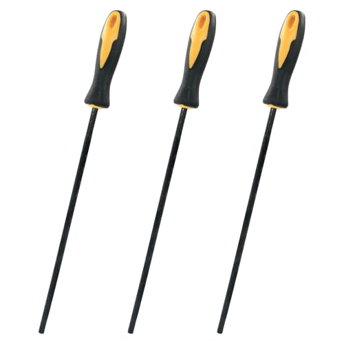 Cjueiom Kettensägenfeile, 5,5 mm, runde Schärffeile mit Kunststoffgriff, Kettensägenschärffeile zum Schärfen der Kettensäge, 3 Stück von Cjueiom