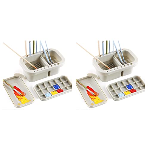 ClAZTyict 2X Pinsel Wascheimer Mehrzweck Pinsel Becken mit Kunst Palette Pinsel Halter Künstler Bedarf Pinsel Waschen Werkzeug von ClAZTyict
