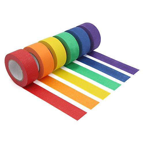 ClAZTyict Farbiges Band, Farbiges Maler Band für Kunst, Beschriften oder Codieren - 6 Verschiedene Farb Rollen - Band 1 X 13 Yard (2,4 Cm X 12 M) von ClAZTyict