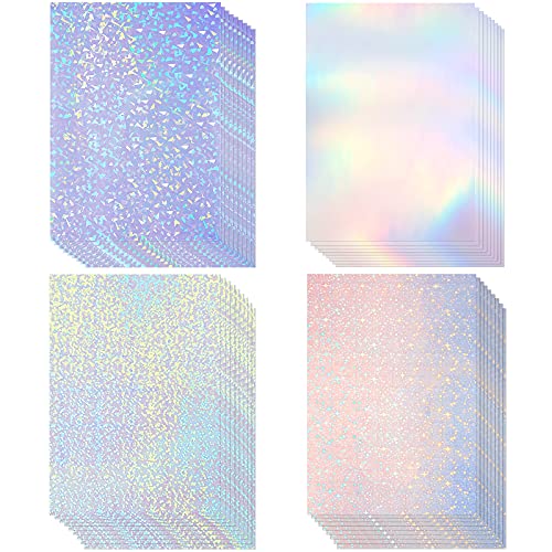 36 Blatt Hologrammpapier, transparent, A4, transparent, wasserdicht, selbstklebend, 11,7 x 8,3 Zoll (Edelstein, Punkt, bunt, Stern) von Clabby