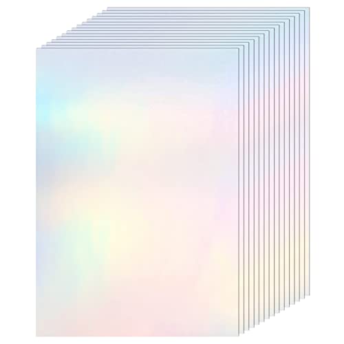 36 Blätter Holographische Aufkleber Papier Klare A4 Vinyl Aufkleber Papier Selbstklebende Wasserdichte Transparente Folie, 11,7 x 8,3 Zoll (Bunt) von Clabby