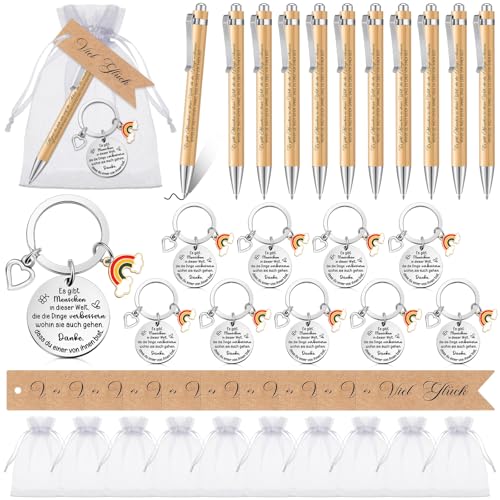 Clabby 10 Sets Dankeschön Geschenke für Kollegen Lehrern Motivations Schlüsselanhänger Danke Kugelschreiber mit Spruch Abschiedsgeschenke für Kollegen Lehrern Mitarbeiter Ruhestand Jobwechsel von Clabby
