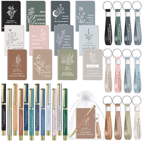Clabby 12 Sets Dankeschön Geschenke für Kollegen Lehrer 12 Inspirierende Notizblöcke mit Spruch 12 Motivationsstifte 12 Silikon Schlüsselanhänger 12 Organzabeutel Kleine Geschenke für Team Abschied von Clabby