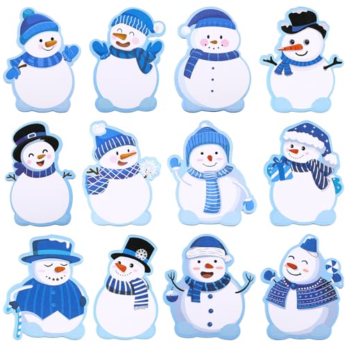 Clabby 12 Stück Weihnachts-Haftnotizen Selbstklebende Weihnachtsnotizen Winterlicher Weihnachts-Schneemann-Notizblöcke für Weihnachten Feiertage Arbeit von Clabby